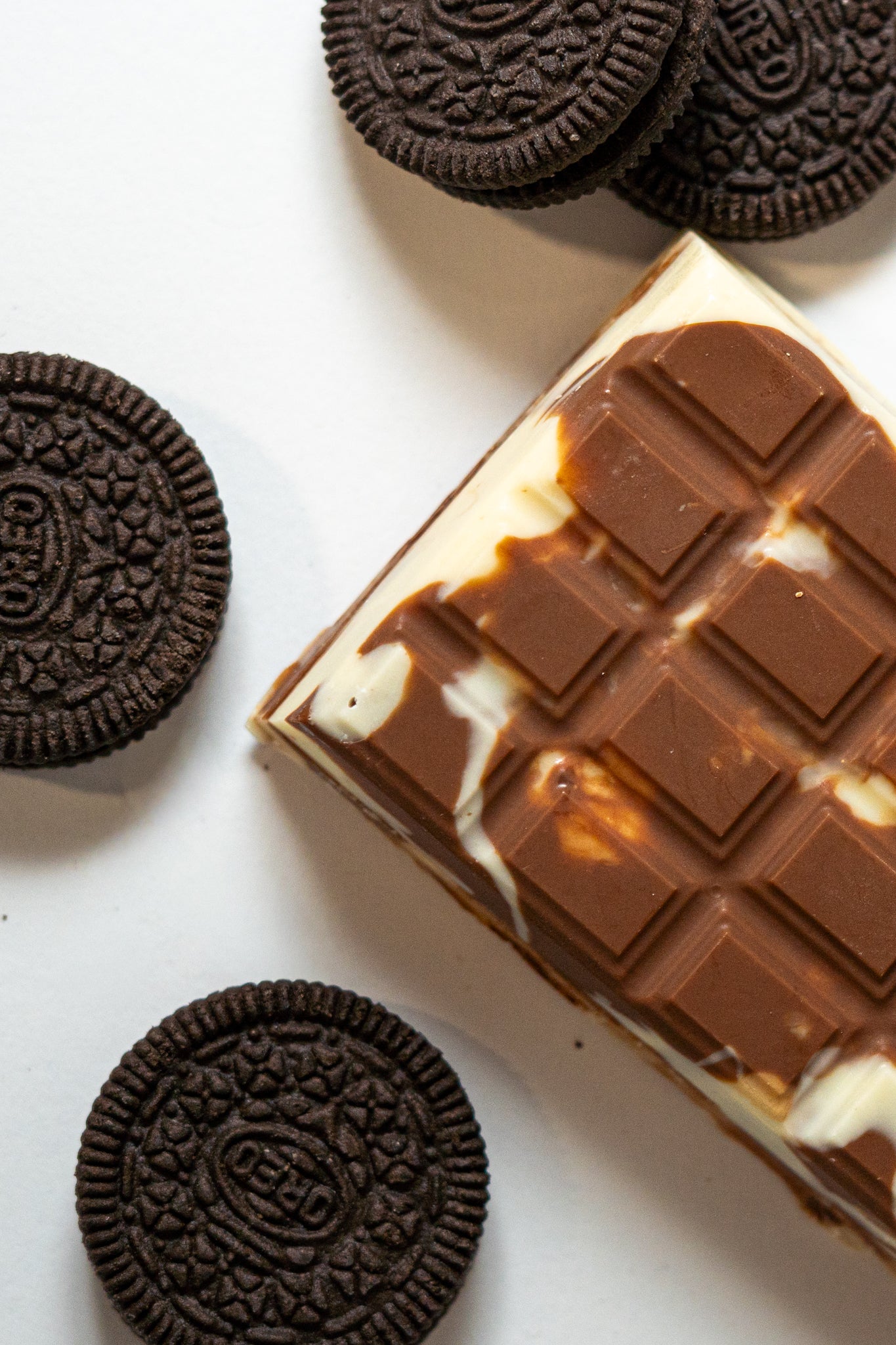 Cookies and Cream Stuffed Chocolate Block
