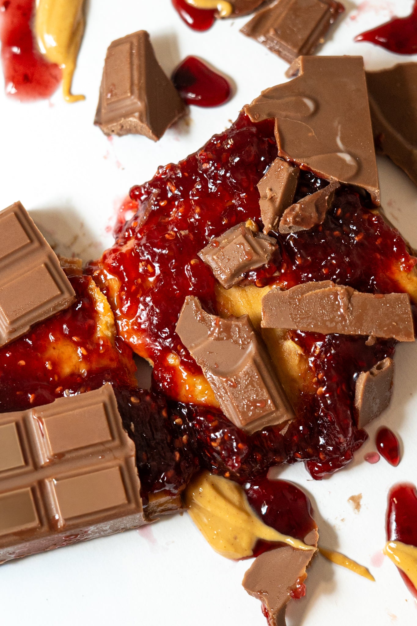 Peanut Butter and Jam Stuffed Chocolate Block